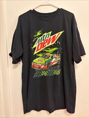 MOUNTAIN 🏔️DEW Racing Mens Black Graphic Tee Shirt 👕